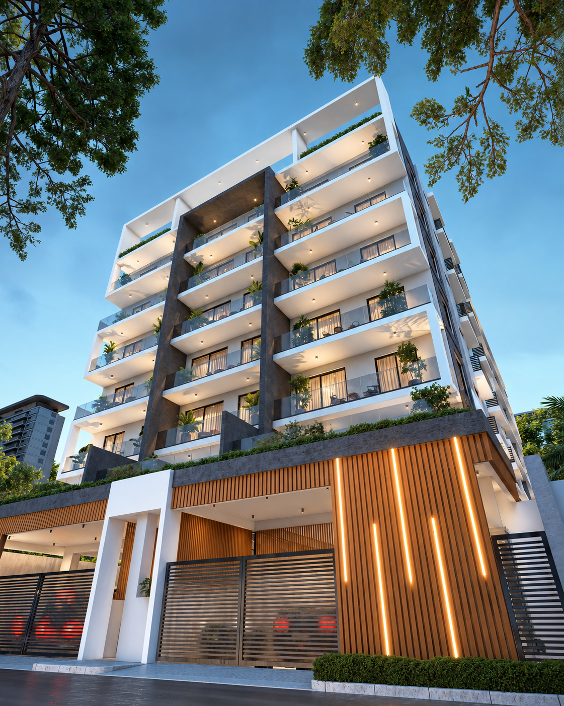 Proyecto residencial de 7 niveles con estilo contemporáneo