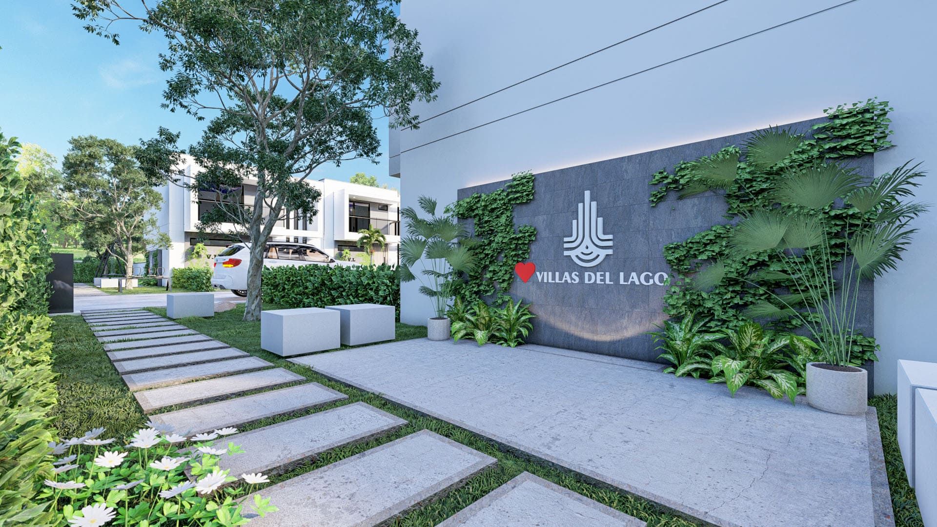 Villas con línea blanca y terraza privada